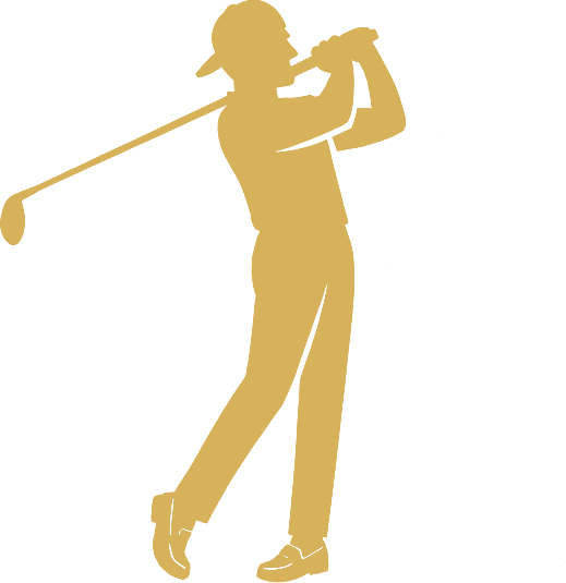 Trust Fund Man golf swing emblem in gold